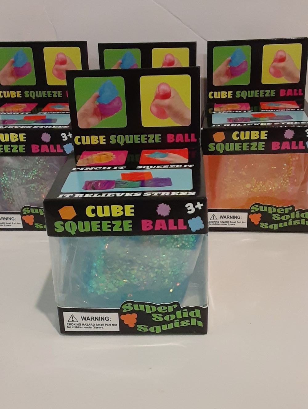 Cube Squeeze Ball - Blue Glitter